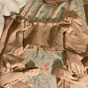 Beige dressy long sleeve top